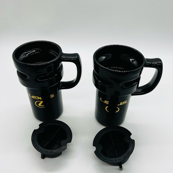 Set Of 2 Black Travel Mugs With Lexus Logo - Picture 12 of 14